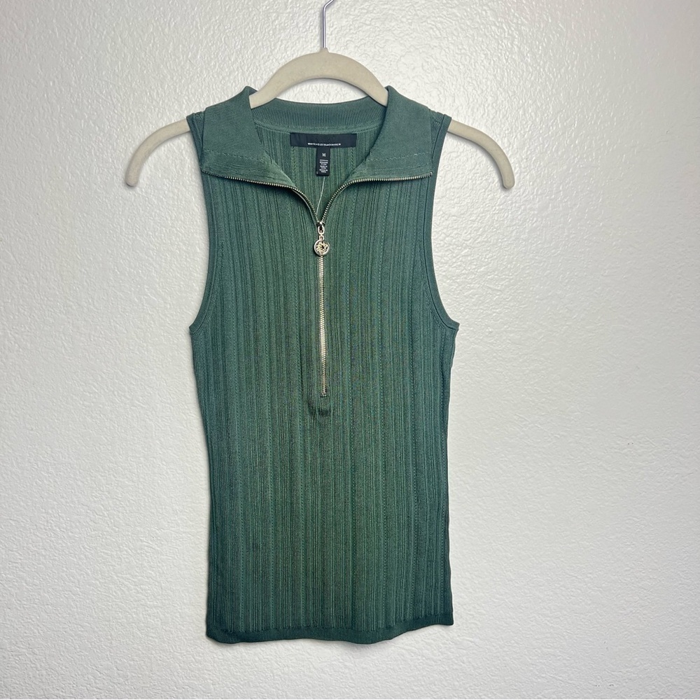 White House Black Market Rosemary Half Zip Rib Halter Sweater Tank Size M - Picture 6 of 8